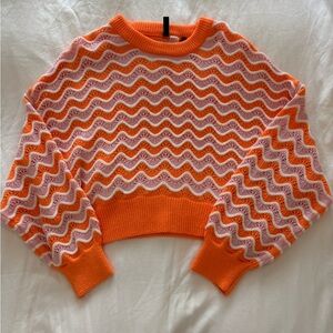 H&M Orange and Pink Sweater